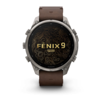 Спортивний годинник Garmin Fenix 9 Pro Amoled inReach 47 мм Titanium із шкіряним ремінцем 010-04336-41