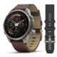 Спортивний годинник Garmin Fenix 9 Pro Amoled inReach 47 мм Titanium із шкіряним ремінцем 010-04336-41