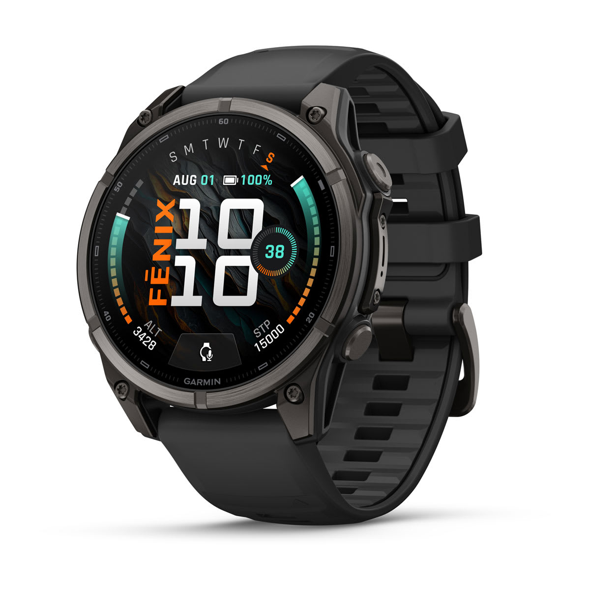 Спортивний годинник Garmin Fenix 9 47 мм Carbon Gray DLC із чорним силіконовим ремінцем 010-04762-11