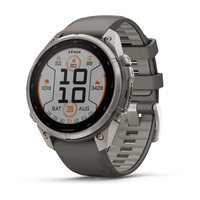 Спортивний годинник Garmin Fenix 9 Pro Solar 47 мм Titanium із силіконовим сіро-срібним ремінцем 010-04338-01