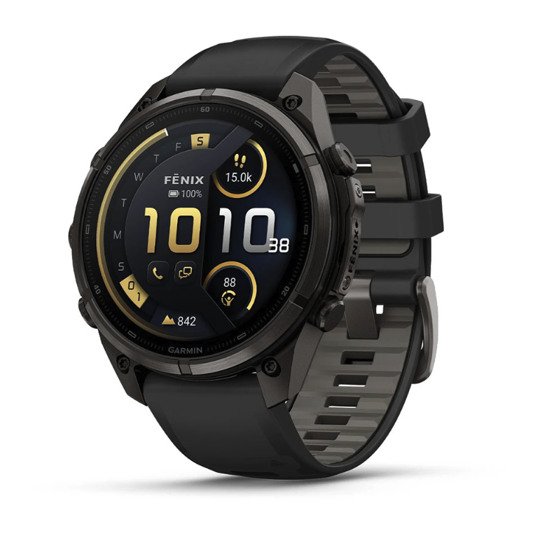 Спортивний годинник Garmin Fenix 9 Pro Amoled inReach 47 мм Titanium із чорно-сірим силіконовим ремінцем 010-04336-11