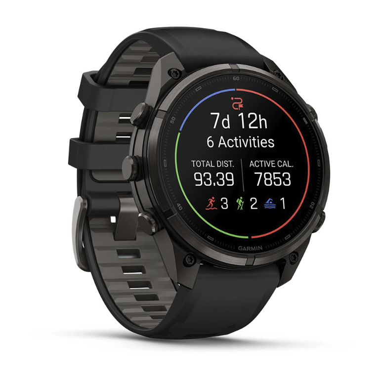Спортивний годинник Garmin Fenix 9 Pro Amoled inReach 47 мм Titanium із чорно-сірим силіконовим ремінцем 010-04336-11