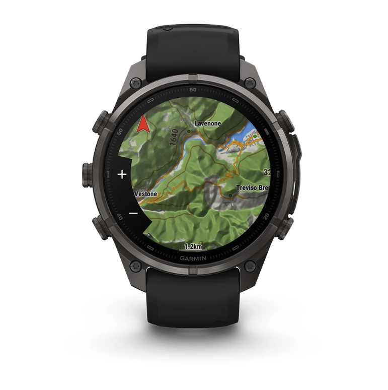 Спортивний годинник Garmin Fenix 9 Pro Amoled inReach 47 мм Titanium із чорно-сірим силіконовим ремінцем 010-04336-11