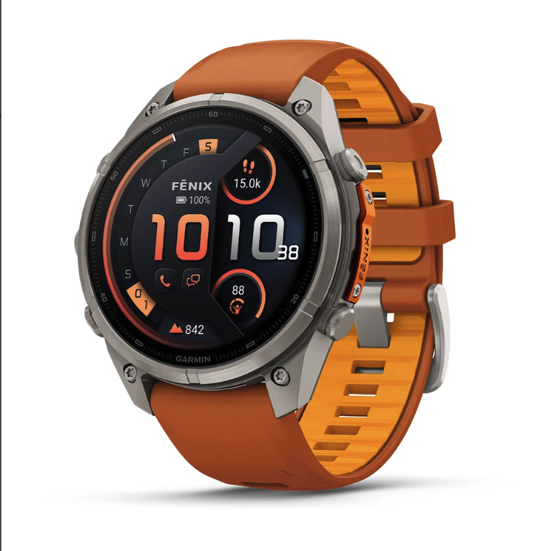 Спортивний годинник Garmin Fenix 9 Pro Amoled inReach 47 мм Titanium із помаранчевим силіконовим ремінцем 010-04336-01