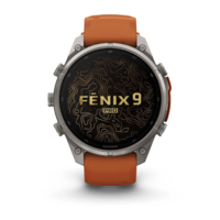Спортивний годинник Garmin Fenix 9 Pro Amoled inReach 47 мм Titanium із помаранчевим силіконовим ремінцем 010-04336-01