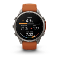 Спортивний годинник Garmin Fenix 9 Pro Amoled inReach 47 мм Titanium із помаранчевим силіконовим ремінцем 010-04336-01