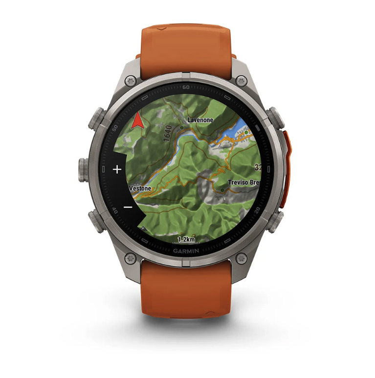 Спортивний годинник Garmin Fenix 9 Pro Amoled inReach 47 мм Titanium із помаранчевим силіконовим ремінцем 010-04336-01