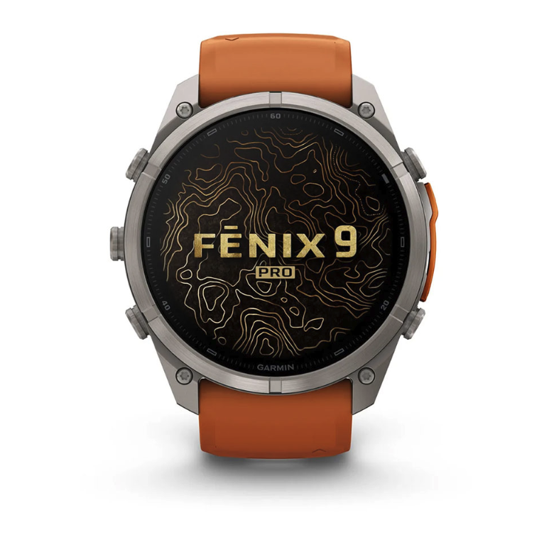 Спортивний годинник Garmin Fenix 9 Pro Amoled 51мм Titanium із помаранчевим силіконовим ремінцем 010-04337-01