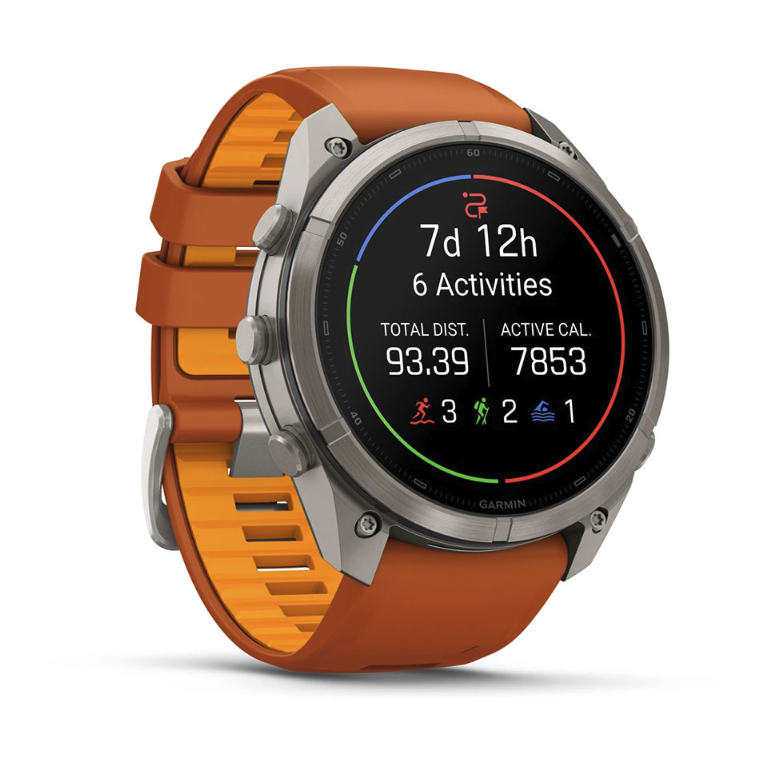 Спортивний годинник Garmin Fenix 9 Pro Amoled 51мм Titanium із помаранчевим силіконовим ремінцем 010-04337-01