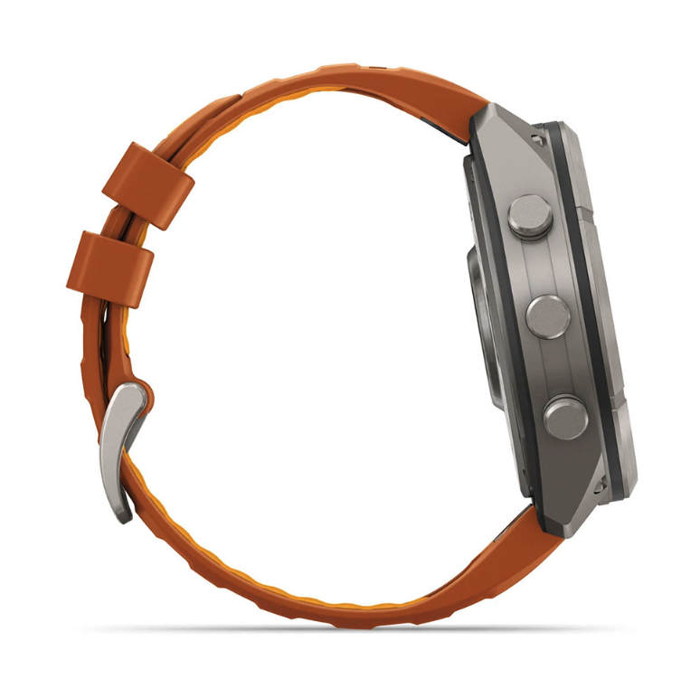 Спортивний годинник Garmin Fenix 9 Pro Amoled 51мм Titanium із помаранчевим силіконовим ремінцем 010-04337-01