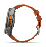 Спортивний годинник Garmin Fenix 9 Pro Amoled 51мм Titanium із помаранчевим силіконовим ремінцем 010-04337-01