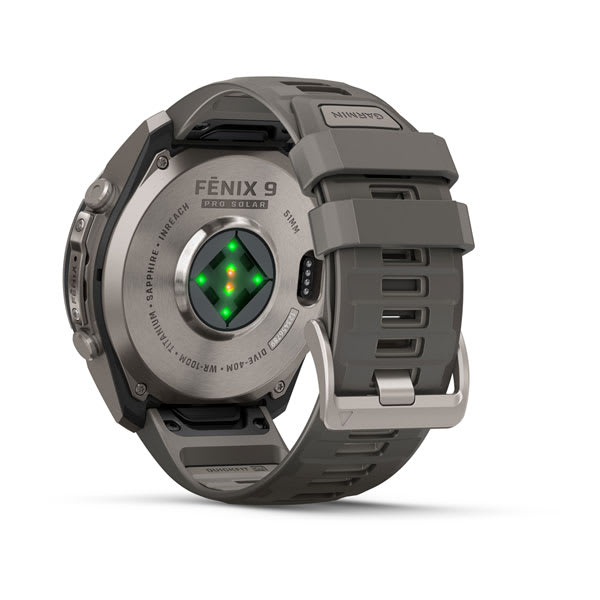 Спортивний годинник Garmin Fenix 9 Pro Solar inReach 51 мм Titanium із темно-сірим силіконовим ремінцем 010-04339-01