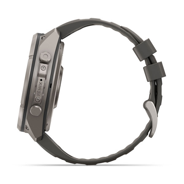Спортивний годинник Garmin Fenix 9 Pro Solar inReach 51 мм Titanium із темно-сірим силіконовим ремінцем 010-04339-01