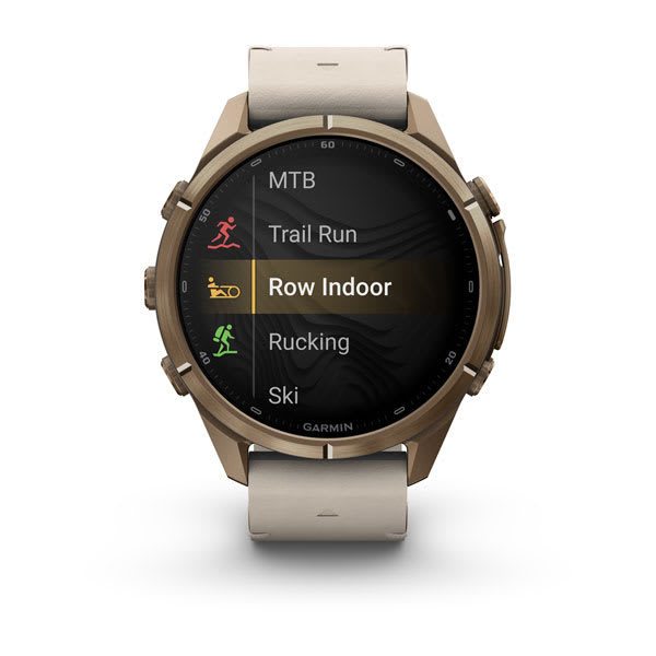 Спортивний годинник Garmin Fenix 9 Pro Amoled inReach 43 мм Autumn Gold Titanium із бежевим шкіряним ремінцем 010-04335-41