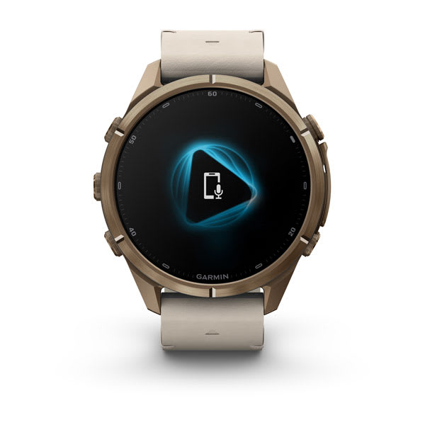 Спортивний годинник Garmin Fenix 9 Pro Amoled inReach 43 мм Autumn Gold Titanium із бежевим шкіряним ремінцем 010-04335-41