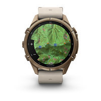 Спортивний годинник Garmin Fenix 9 Pro Amoled inReach 43 мм Autumn Gold Titanium із бежевим шкіряним ремінцем 010-04335-41