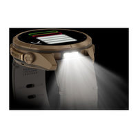 Спортивний годинник Garmin Fenix 9 Pro Amoled inReach 43 мм Autumn Gold Titanium із бежевим шкіряним ремінцем 010-04335-41