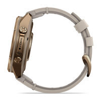 Спортивний годинник Garmin Fenix 9 Pro Amoled inReach 43 мм Autumn Gold Titanium із бежевим шкіряним ремінцем 010-04335-41