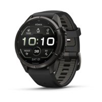 Спортивний годинник Garmin Fenix 9 Pro Amoled inReach 43 мм Carbon Gray DLC Titanium із чорним силіконовим ремінцем 010-04335-11
