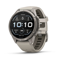 Спортивний годинник Garmin Fenix 9 Pro Amoled 43 мм Titanium Fog Grey Dark Sandstone із сірим силіконовим ремінцем 010-04335-86