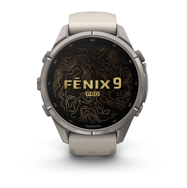 Спортивний годинник Garmin Fenix 9 Pro Amoled 43 мм Titanium Fog Grey Dark Sandstone із сірим силіконовим ремінцем 010-04335-86