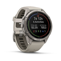 Спортивний годинник Garmin Fenix 9 Pro Amoled 43 мм Titanium Fog Grey Dark Sandstone із сірим силіконовим ремінцем 010-04335-86