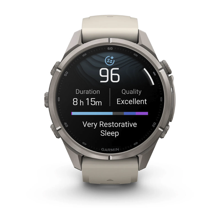 Спортивний годинник Garmin Fenix 9 Pro Amoled 43 мм Titanium Fog Grey Dark Sandstone із сірим силіконовим ремінцем 010-04335-86