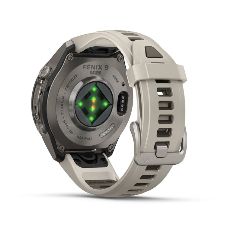 Спортивний годинник Garmin Fenix 9 Pro Amoled 43 мм Titanium Fog Grey Dark Sandstone із сірим силіконовим ремінцем 010-04335-86